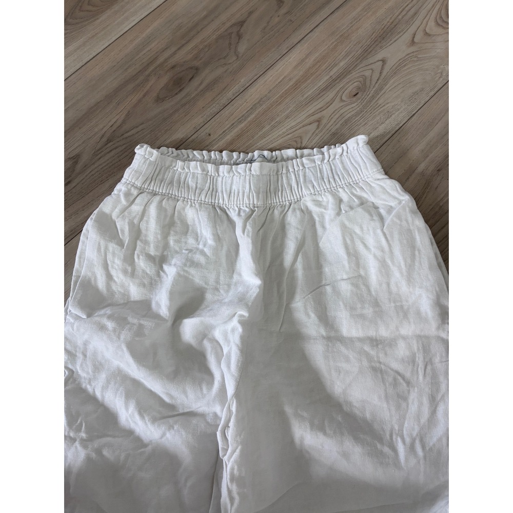 Abercrombie & Fitch White Linen Blend Wide Leg Smocked Waist Pants Small - Picture 2 of 4
